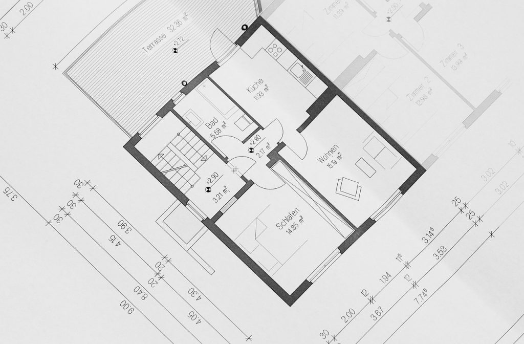 Architectural blueprint for a home addition