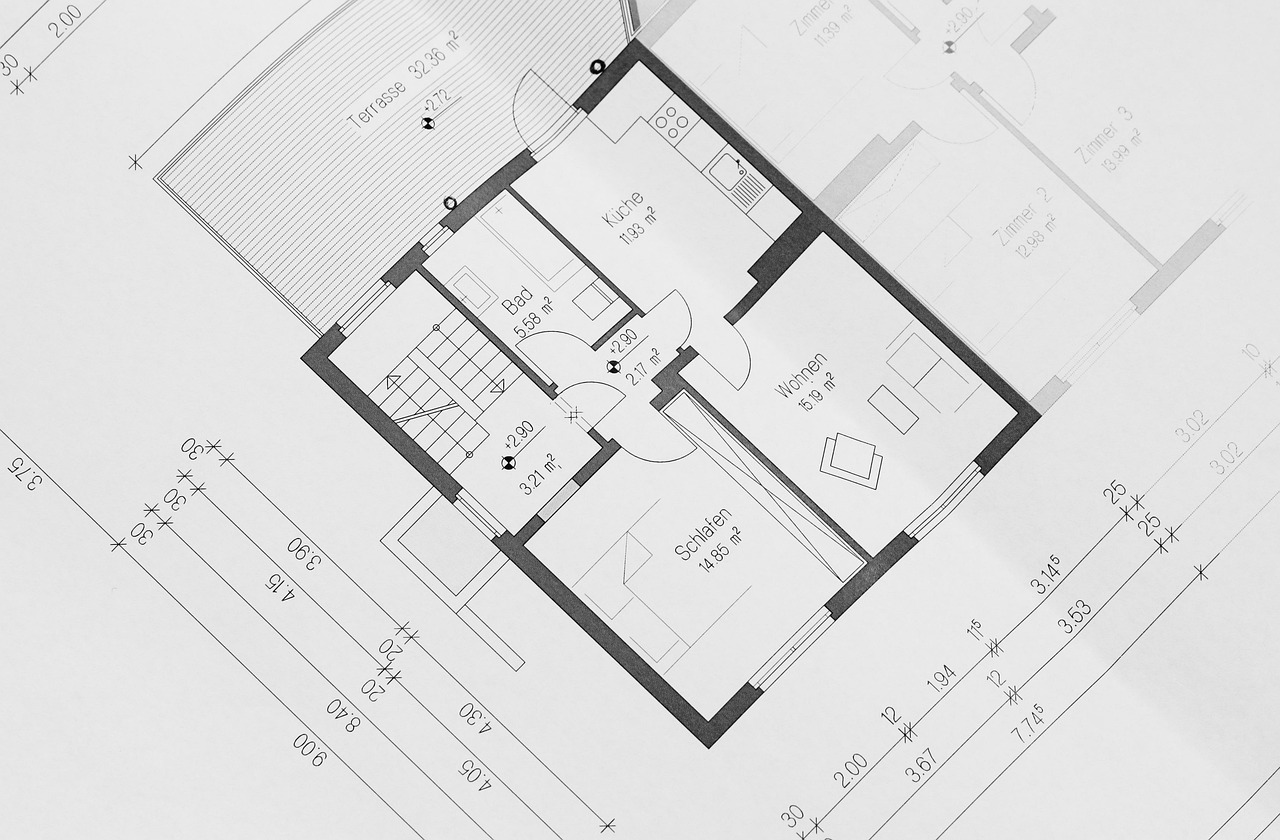 Architectural blueprint for a home addition